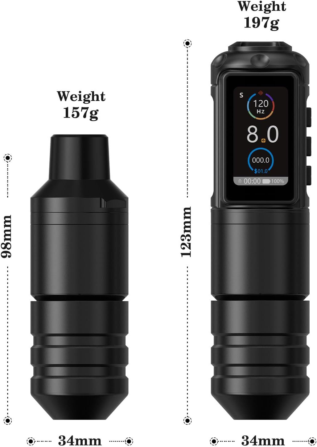 Ambition Ninja Pro Tattoomachine - Intelligente facturering, kernloze motor rotary cartridge pen duale 2000mAh voeding voor professionals én beginners