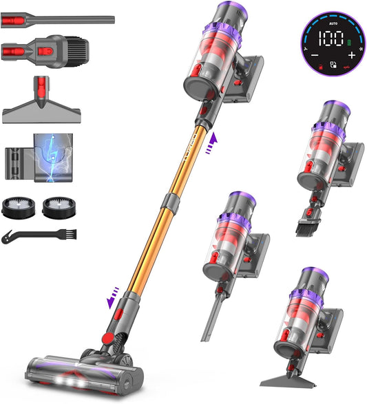 Steelstofzuiger – Draadloze Stofzuiger – Kruimeldief – Snoerloze Stofzuiger – Steelstofzuiger Draadloos – 580W Motor – 75 Min Batterijduur - QUORE