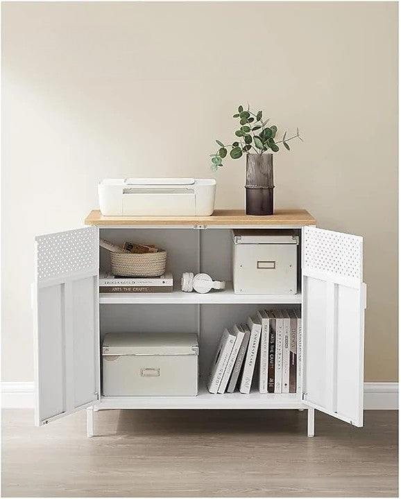 Kast - Dressoir - Archiefkast - Kantoorkast - Opbergruimte - 80 cm x 40 cm x 76 cm - Wit - QUORE