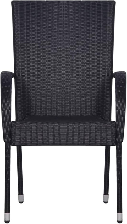 Tidyard Garden Dining Room Set 3-Piece Outdoor Table and Chairs Outdoor Table & Chairs Furniture Set Poly Rattan Garden Furniture Set Rattan Black - QUORE