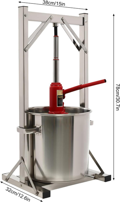 22L Stainless Steel Wine Press, Fruit Wine Press, Manual Apple Wine Press, Juicers, Fruit Wine, Berry Press for Honey, Chili Oil, Families, Restaurants, with Hydraulic Equipment, - QUORE
