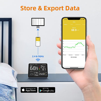 Temtop Weerstation, draadloze weerthermometer met meerdere sensoren, wifi Smart Air Station, Home Air Quality Monitor, M100