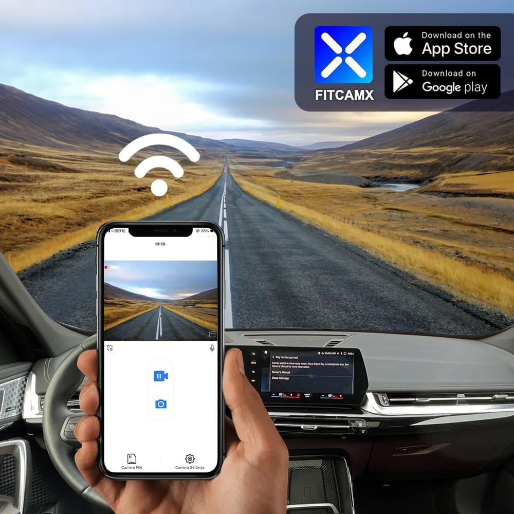 FITCAMX Dash Cam Compatibel met Toyota Corolla L LE SE XLE XSE SE Nightshade Sedan 4D Hybrid 2019-202212th Gen (E210), 4K discrete autorecorder WiFi, G-sensor, OEM eenvoudig te installeren, 64GB-kaart