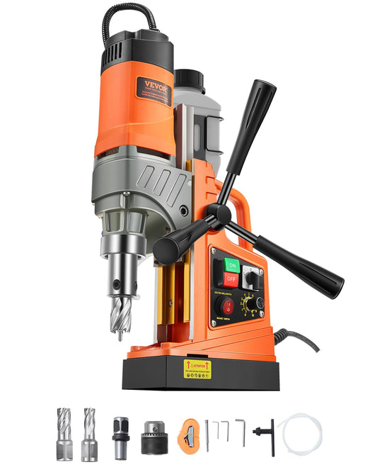 VEVOR Magnetic Drilling Machine 1450W Portable Electric Column Drill, Drill Diameter 40 mm, 12500 N, 800 RPM, Variable Speed Drilling Machine for Any Surface