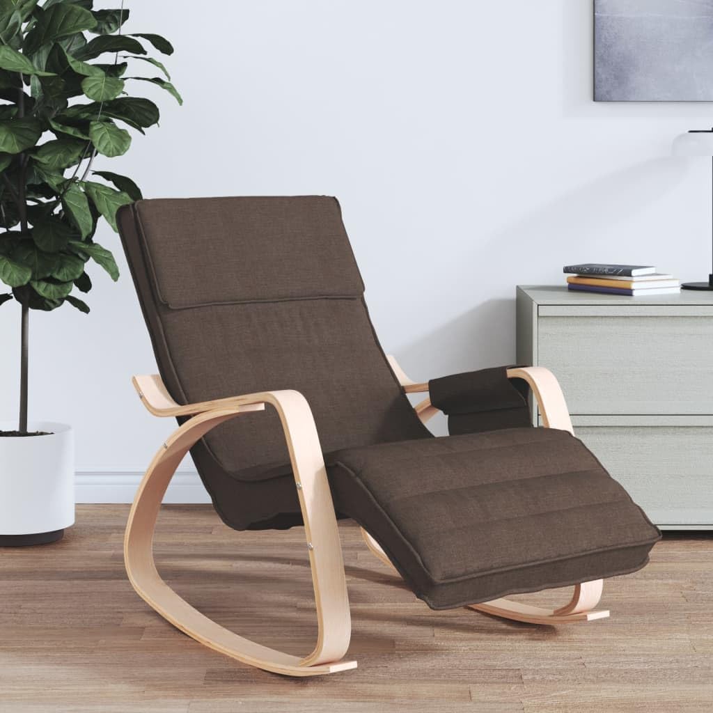 Schommelstoel – Relaxstoel – Fauteuil – Lounge stoel – Stoel – Donkerbruin – Massief Berkenhout – Dikke Gevoerde Kussens