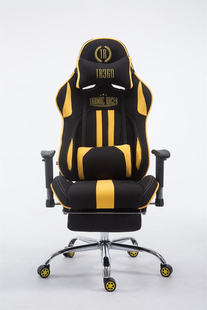 XL Gamingstoel – Bureaustoel – Gamestoel – Comfortstoel – Office Chair – Verstelbare Rugleuning – Draaggewicht 150 kg – Zwarte Gele Stof