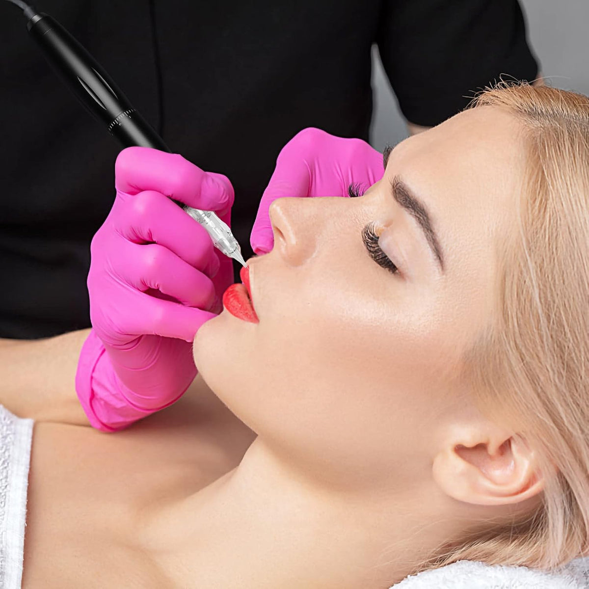 Biomaser Semi-permanente make-upmachine, permanente make-upset met compacte voeding, 20 cartridgenaalden, voor eyeline, lippen, wenkbrauwen, MTS, voor kunstenaars en beginners