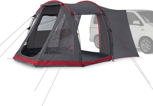 Justcamp Yuba bus tent met stahoogte, tunneltent bus, luifel geschikt voor bus, bestelbus, camper; familietent 4, 5 personen