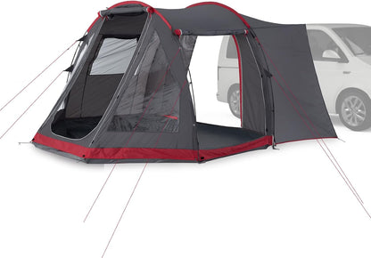 Justcamp Yuba bus tent met stahoogte, tunneltent bus, luifel geschikt voor bus, bestelbus, camper; familietent 4, 5 personen
