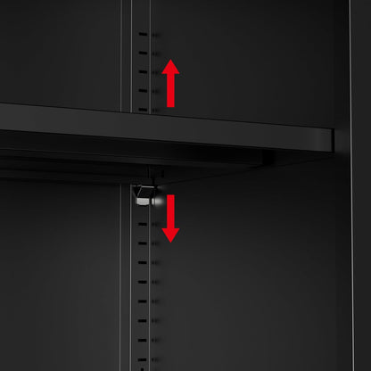 Locker Cabinet Metal 35x50x180cm / 90x50x180cm – Storage Cabinet with Adjustable Shelves, Steel Wardrobe/Wardrobe Industrial (Black, 35x50x180cm (LxWxH)) - QUORE
