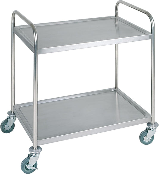 APS Serveerwagen, transportwagen, serveerwagen met twee planken, B x D x H: 91 x 59 x 93 cm, afstand tussen de boorden ca. 56 cm, 4 zwenkwielen, waarvan 2 vergrendelbaar, trolley met draagvermogen 80