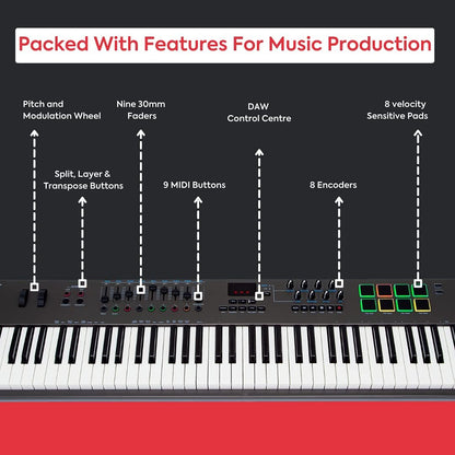 Nektar Impact LX88 + USB MIDI Keyboard Controller met Nektar DAW integratie