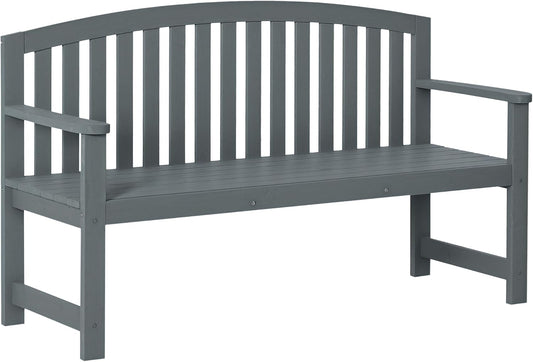 Outsunny 2-zits houten tuinbank, weerbestendige zitbank, tuinmeubelen met rugleuning, parkbank belastbaar tot 240 kg, balkonbank, houten bank voor terras en tuin, 143 x 51 x 85 cm, grijs - QUORE