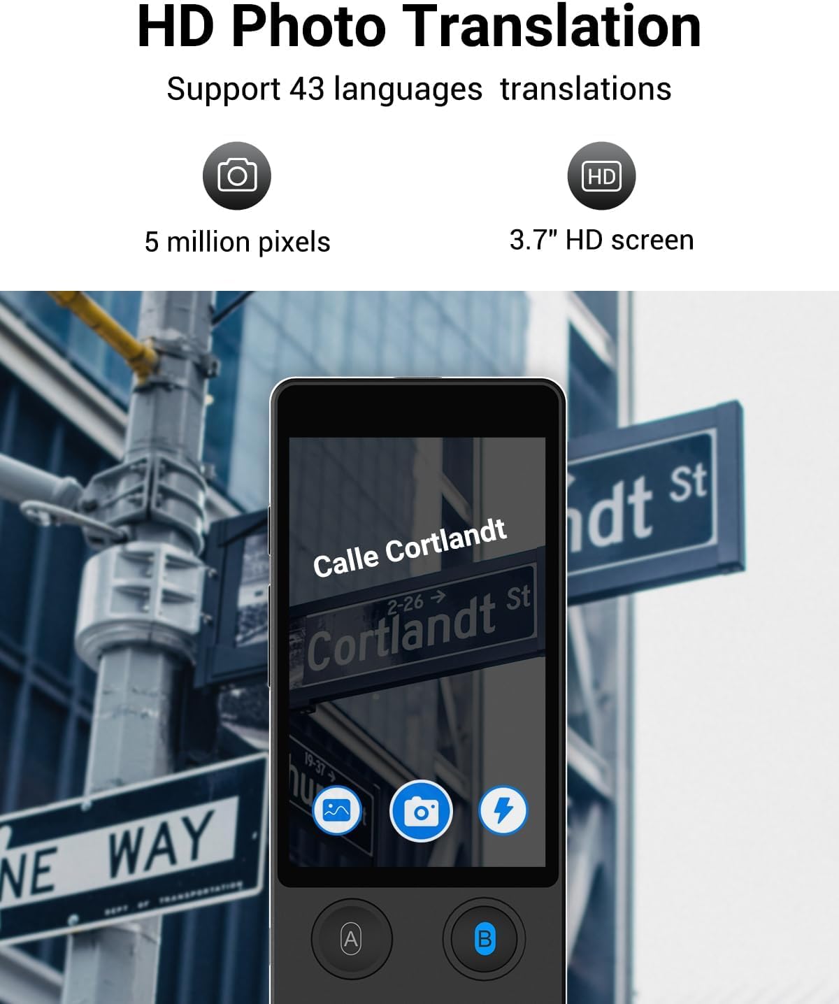 XUPURTLK Taalvertaler W12, spraakvertaler apparaat twee richtingen, 144 talen realtime vertaler apparaat, offline & opname & fotovertaling voor reizen, zaken, leren (zwart)