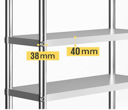 Staand Rek – Keukenrek – Opberger – Bergingrek – Metalen Rek – RVS 201 – 4 Planken – 120x40x150 cm – 50 kg Draagvermogen
