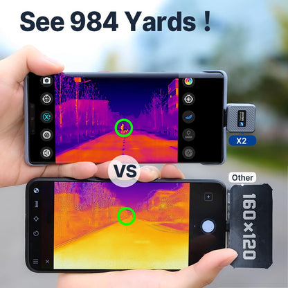 Warmtebeeldcamera X2 thermische camera 256 x 192, super IR-resolutie 512 x 384 infraroodcamera met verstelbare lens outdoor warmtebeeldmonoculair 15x zoom 50Hz voor vogelobservatie