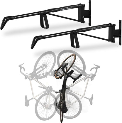 StoreYourBoard SwivelStow Road & Gravel fietsenstalling, 2-pack, geen lift draaibare fiets wandmontage, zware garage fietsenrek, patent aangevraagd
