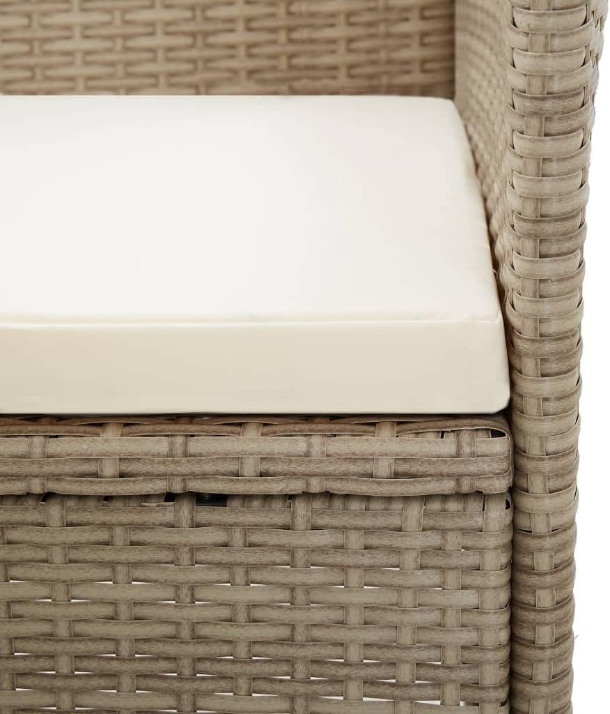 Set of 2 Garden Chairs Poly Rattan Beige Balcony Chair Adjustable Backrest Patio Chair Dining Chairs for Patio Garden Balcony - QUORE