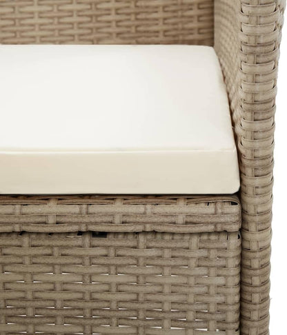 Set of 2 Garden Chairs Poly Rattan Beige Balcony Chair Adjustable Backrest Patio Chair Dining Chairs for Patio Garden Balcony - QUORE
