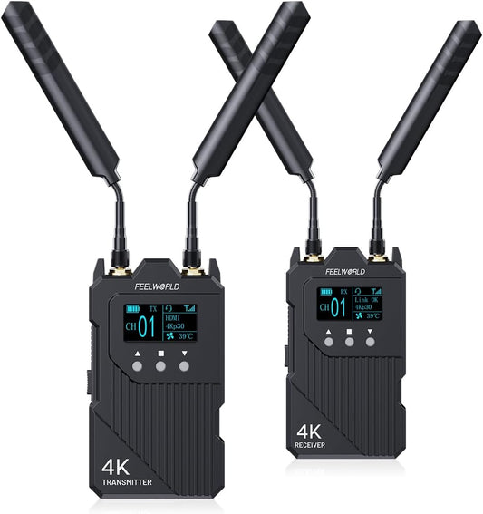 FEELWORLD WT1H 4K Draadloze Video Transmissie Systeem Dual HDMI Full Duplex Intercom Live Streaming met 1000ft Transmissie Afstand 0.08s Lage Latentie