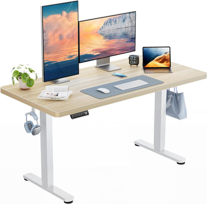 HUANUO Height Adjustable Desk, 120 x 80 cm, 25 mm, Whole Table Top with Brushless Motor, Ergonomic Desk, Height Adjustable, Easy Assembly, Electric Standing Desk for Home Office - QUORE