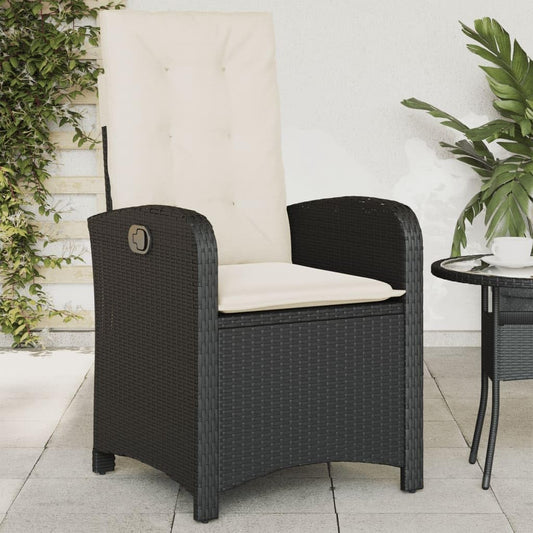 Gecheer Polyrattan Garden Chair with Cushions Outdoor Garden Chair Rattan Adjustable Rattan Backrest Black - QUORE