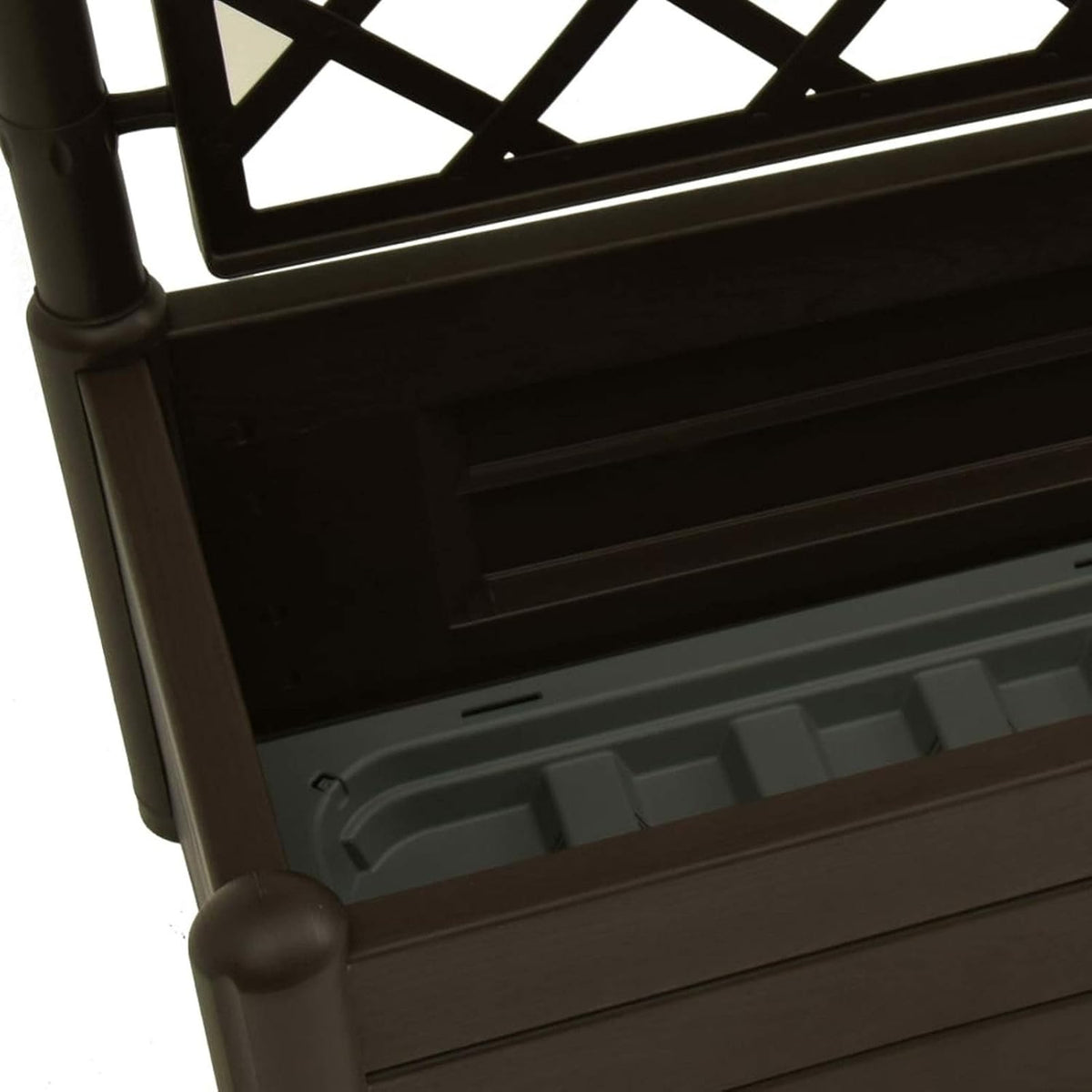Tidyard Planter with trellis garden fence frost and UV resistant trellis flower boxes climbing aid planter flower box flower box 100x43x142cm PP mocha - QUORE