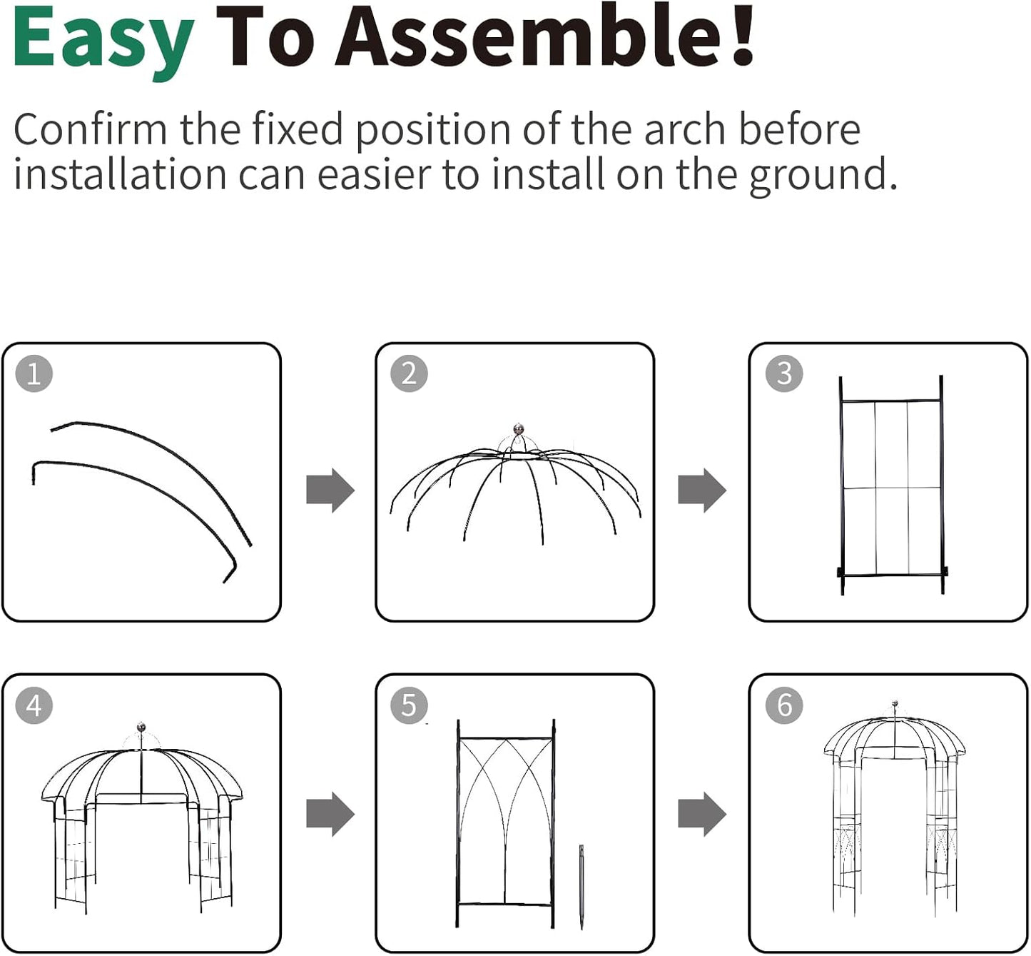 106,7 "L x 81,5" H x 81,5 "W Tuin prieel vogelkooi vorm metalen tuinhuisje pergola paviljoen, tuin roos paviljoen boog, ijzeren frame tuinhuisje geweldig voor achtertuin, gazon, bruiloft