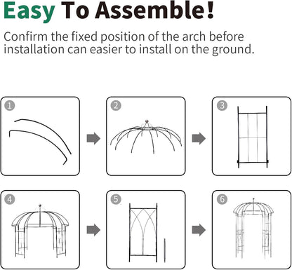 106,7 "L x 81,5" H x 81,5 "W Tuin prieel vogelkooi vorm metalen tuinhuisje pergola paviljoen, tuin roos paviljoen boog, ijzeren frame tuinhuisje geweldig voor achtertuin, gazon, bruiloft