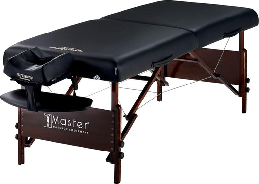 Master Massage Del Ray Mobil Massage Chair, Cosmetics Lounger, Therapy Bed, Massage Bench, Foldable, Wood, 76 cm, Black - QUORE