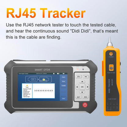 TM292 OTDR 1310/1550nm 24/22dB met 4,3-Zoll-Touchscreen, OTDR Singlemode met VFL OPM OLS Evenementenkaart RJ45, FC/UPC SC ST LC- Aansluiting opnemen