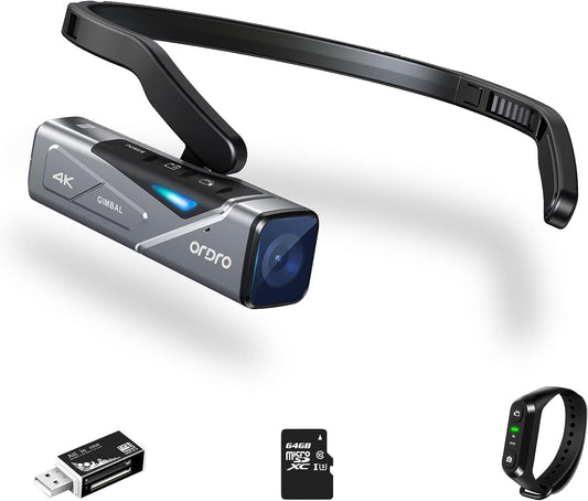 4K camcorder Handsfree videocamera ORDRO EP7 4K 30fps FPV Vlog-camera met ingebouwde Gimbal-stabilisator Autofocus, afstandsbediening en 64GB MicroSD-kaart