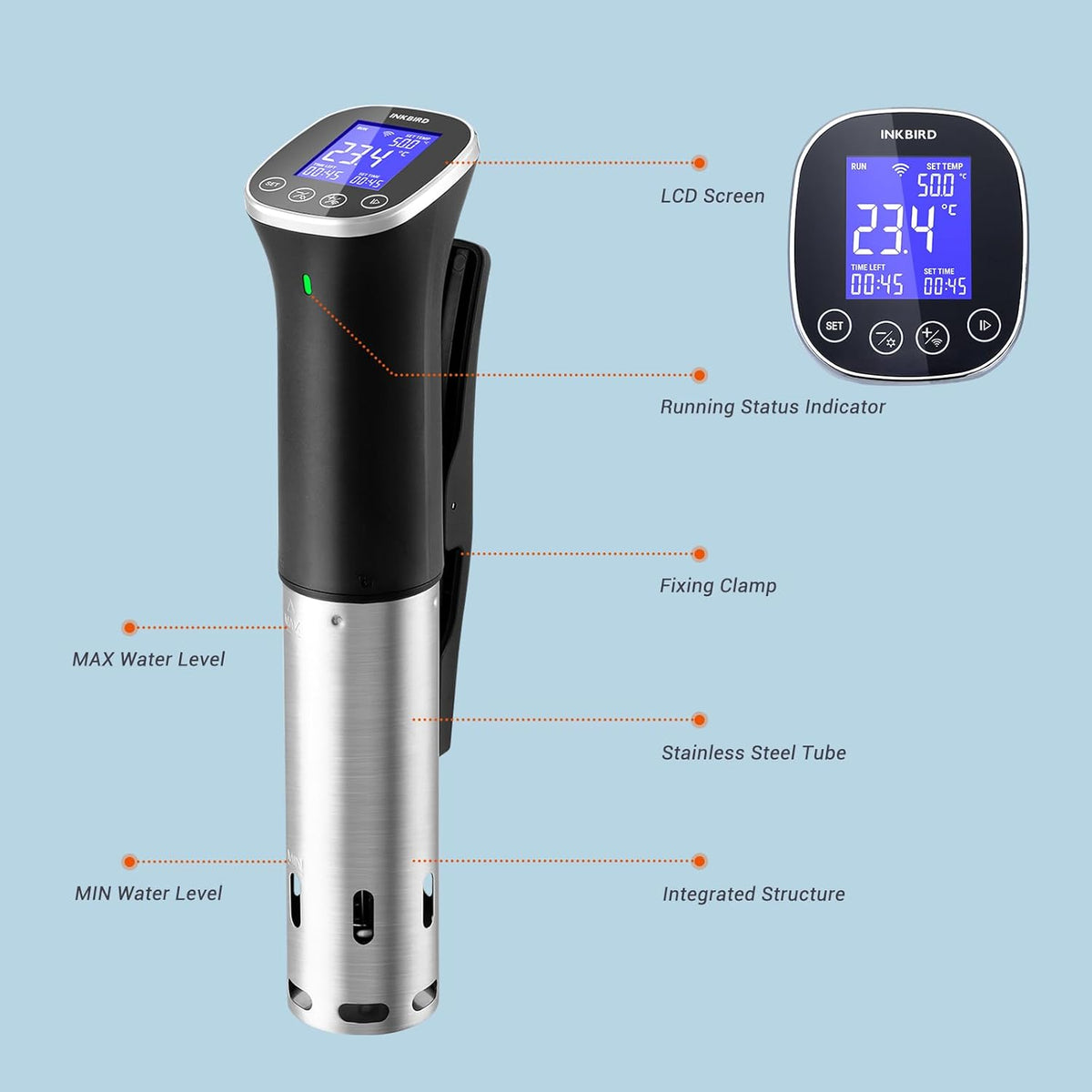 Sous Vide, Sous Vide Stick ISV-300W WLAN Professioneel keukenapparaat, 0-90℃ lage temperatuur garen | APP-recepten, IPX7 waterdicht, ±0,1 °C nauwkeurige en constante temperatuur