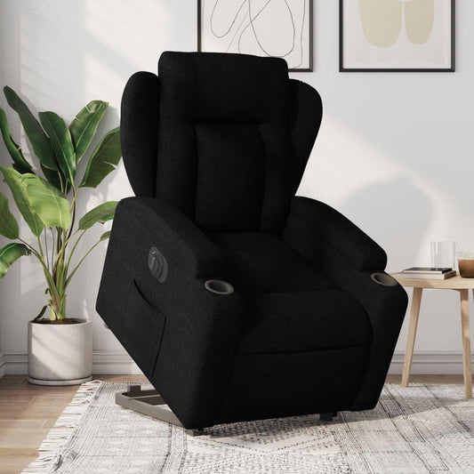 Relaxstoel Met Opstahulp – Elektrische Relaxstoel – TV-Stoel – Ligstoel – Zetel – Elektrisch Kantelsysteem – Zwarte Stof – Elektrische Ligfunctie