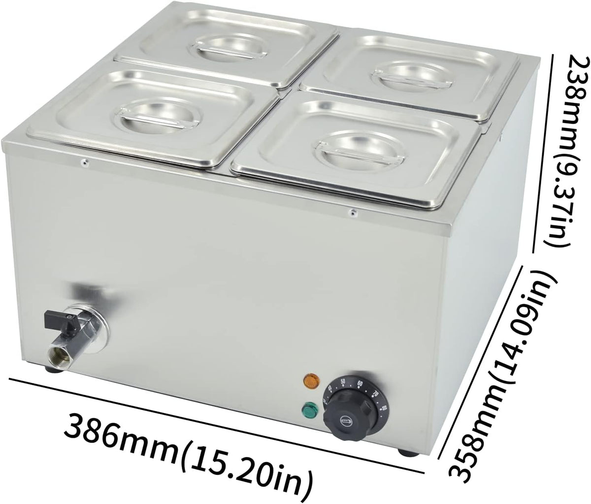 TAIMIKO Professioneel elektrisch waterbad voor buffet van roestvrij staal incl