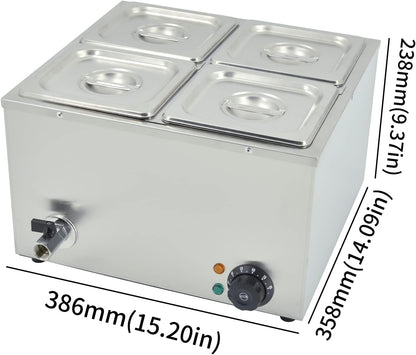 TAIMIKO Professioneel elektrisch waterbad voor buffet van roestvrij staal incl