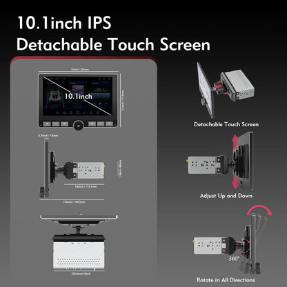 360° Draaibare Autoradio – 1 DIN Autostereo – Carplay Radio – Android Auto Interface – Multimedia Speler – 10,1 Inch IPS Scherm – DSP Geluidsoptimalisatie – Achteruitrijcamera Met Nachtzicht