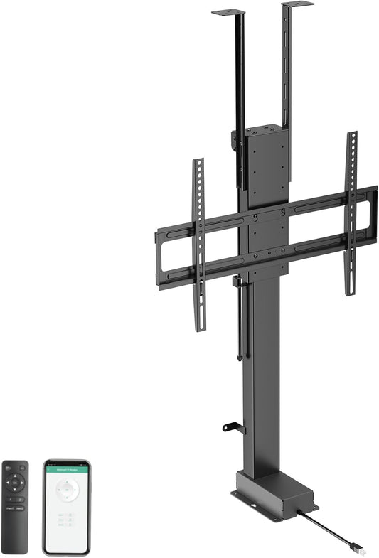 EasyLife Gemotoriseerde TV-Lift Voor Montage Op De Vloer, Aan Het Plafond of In Een meubel – Smart Home-Bediening Met Op- En Neerfunctie met Afstandsbediening, 37-65inch tot 60KG, VESA 600x400 - Zwart
