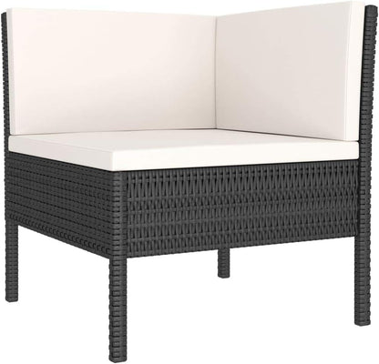 vidaXL Lounge Set 3-Piece with Cushions Garden Set Furniture Set Garden Garden Furniture Set Chair Table Lounge Furniture Outdoor Set Balcony Set Poly Rattan Black - QUORE