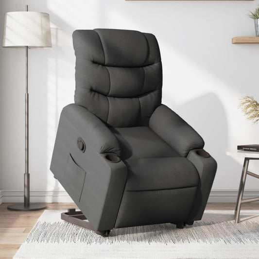 Relaxstoel – TV Stoel – Fauteuil – Sta-Op Stoel – Relaxfauteuil – Elektrische Opsta-Ondersteuning – Handmatig Verstelbare Rug- En Voetensteun – Donkergrijze Polyester Bekleding