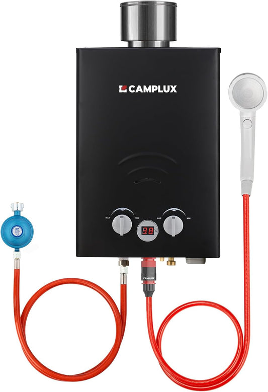 CAMPLUX BW158BC-DE Tankless Gas Boiler 6 Liter, voor Camping, RV, Wassen Paarden, LPG (50 mbar), 10 kW