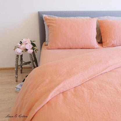 Linen & Cotton Zacht BeddLinen & Cotton Zacht Beddengoed Set Alicia -100% Gewassen Linnen, Koraal Roze (200 x 200 cm) Beddenset Dekbedovertrek Kussensloop Dubbel Bed Twin King Size Single Eenpersoons Tweepersoons Winter Zomerengoed Set Alicia - 100% Gewas