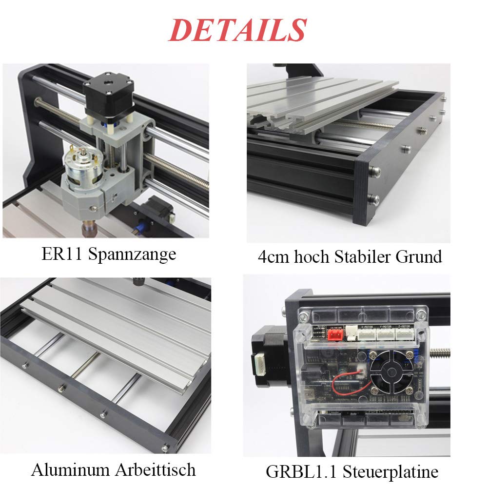 RATTMOTOR CNC freesmachine3018-Pro, 3-as frees graveermachine GRBL verspreiding, 3018-Pro CNC Router, 4G USB Flash Drive, werkgebied 300x180x450mm voor PVC PCB houtsnijdingen DIY-graveur
