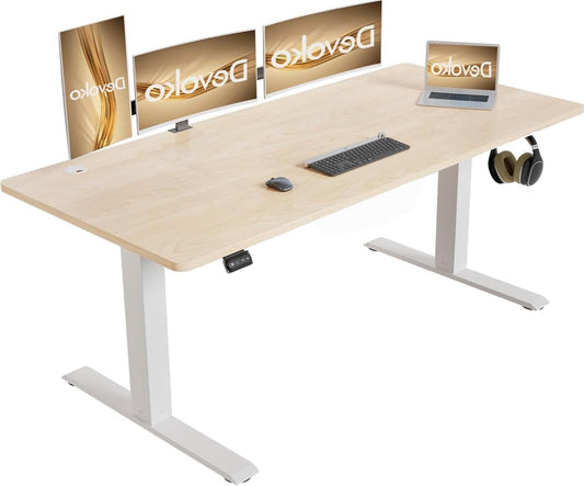 Elektrisch In Hoogte Verstelbaar Bureau – Zit-Sta Bureau – Verstelbaar Bureau – Bureau Met Elektrische Verstelling – Ergonomisch Bureau – 140 x 60 cm – 2-Stand Geheugenfunctie – Stevig Industrieel Stalen Frame - QUORE