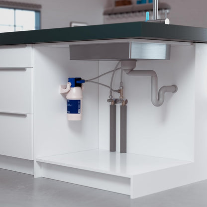 Nieuwe watergroep | ondertafel-waterfilter: BRITA filterkop, BRITA filter P1000, filterwisselindicator (Digiflow-waterklok), flexibele slang, hoekventieladapter