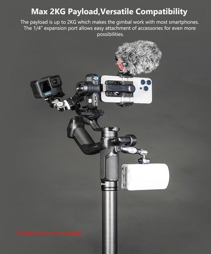 FeiyuTech Scorp Mini 3 Gimbal stabilisator voor iPhone, geïntegreerde AI-tracker, met ventilator en geïntegreerd handvatontwerp, touchscreen, laadvermogen van 2 kg