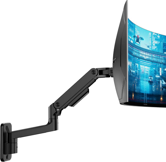ARES WING Monitor muurbeugel voor 17-49 inch led/lcd-tv-scherm tot 20 kg, heavy duty monitorhouder, wand voor 1 beeldscherm, monitorarm, muurbevestiging met in hoogte verstelbaar, VESA 75/100, zwart
