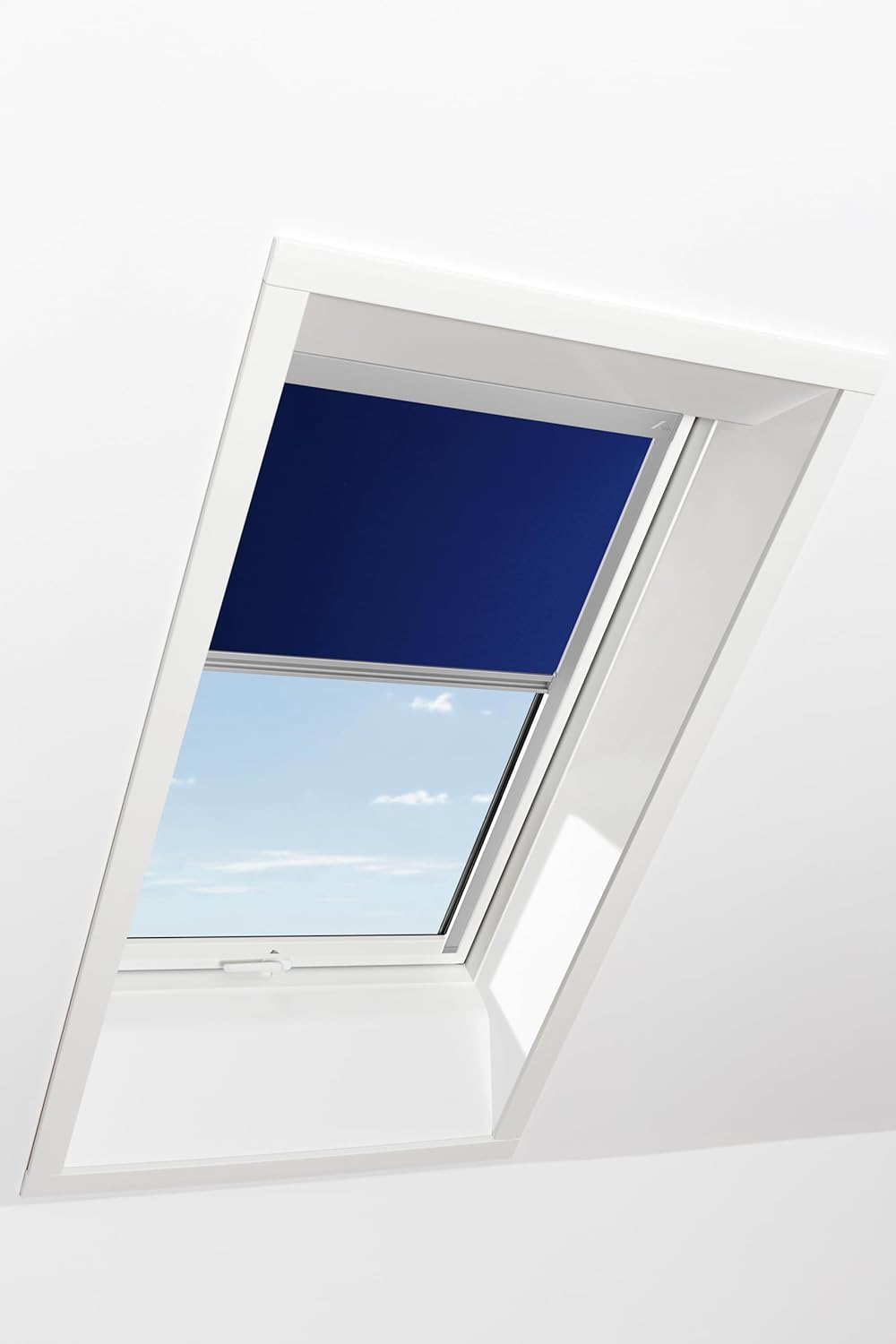 Origineel Roto Rolgordijn Exclusiv ZRE - Geleiderail Zilver - Daglichtrolgordijn Voor Roto Dakvensters Serie Designo R6/R8, i8 en Classic 64/84 - Maat 114/160 | 11/16 - Kleur Stof Blauw - QUORE