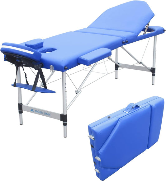 Mobiclinic®, Inklapbare Massagetafel, Model, CA-01 Plus, Hout, Draagbaar, 186 x 60 cm, Voor Massage Tattooages Meer, Veilig, Verstelbaar, Comfortabel, Blauw