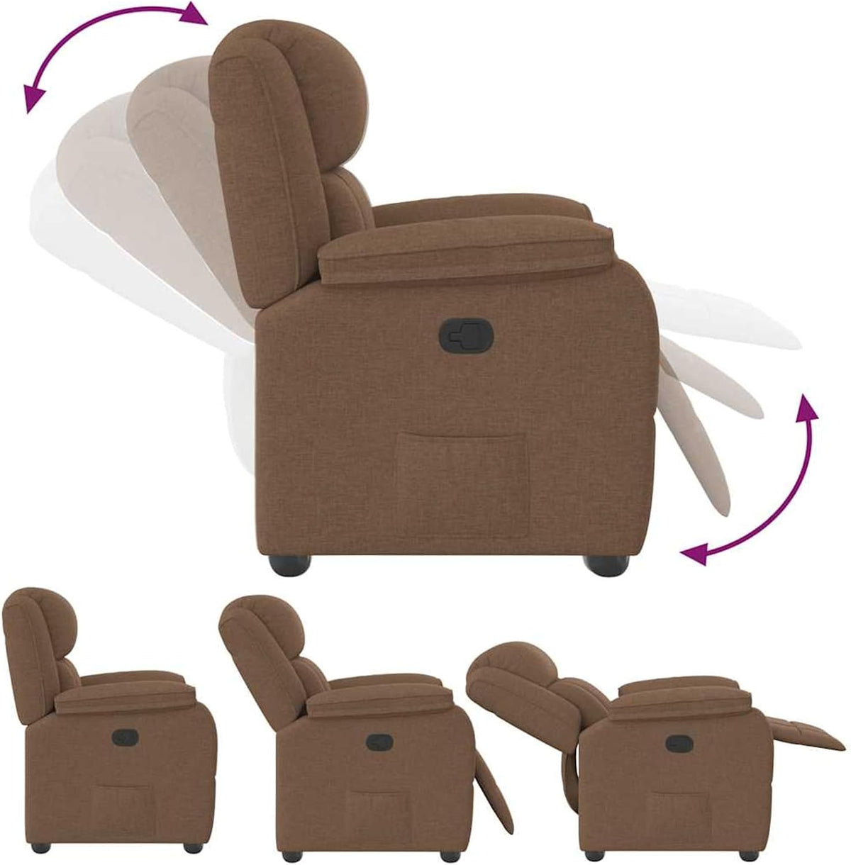 Gecheer Recliner Chair Brown Fabric TV Chair with Reclining Function, Manual Reclining Function - QUORE
